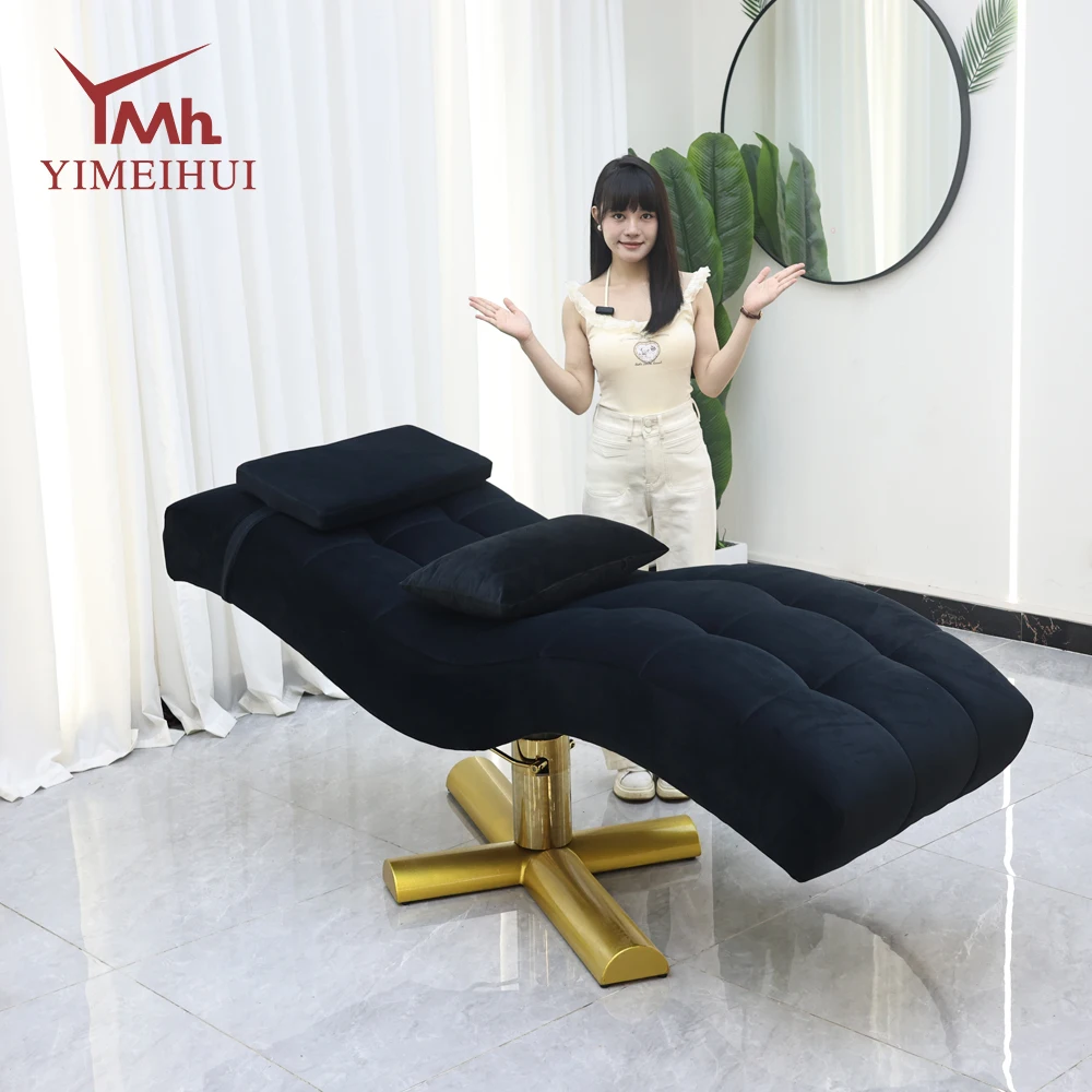 Metal Eyelash Eyebrow Bed With Adjustable Headrest Massage Beauty Lash Bed for Facial Beauty Salon