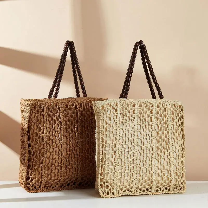 

New Hollowed Out Woven Grass Woven Women's Bag Simple And Casual Versatile Large Capacity Beach Vacation Shoulder Bag For Women