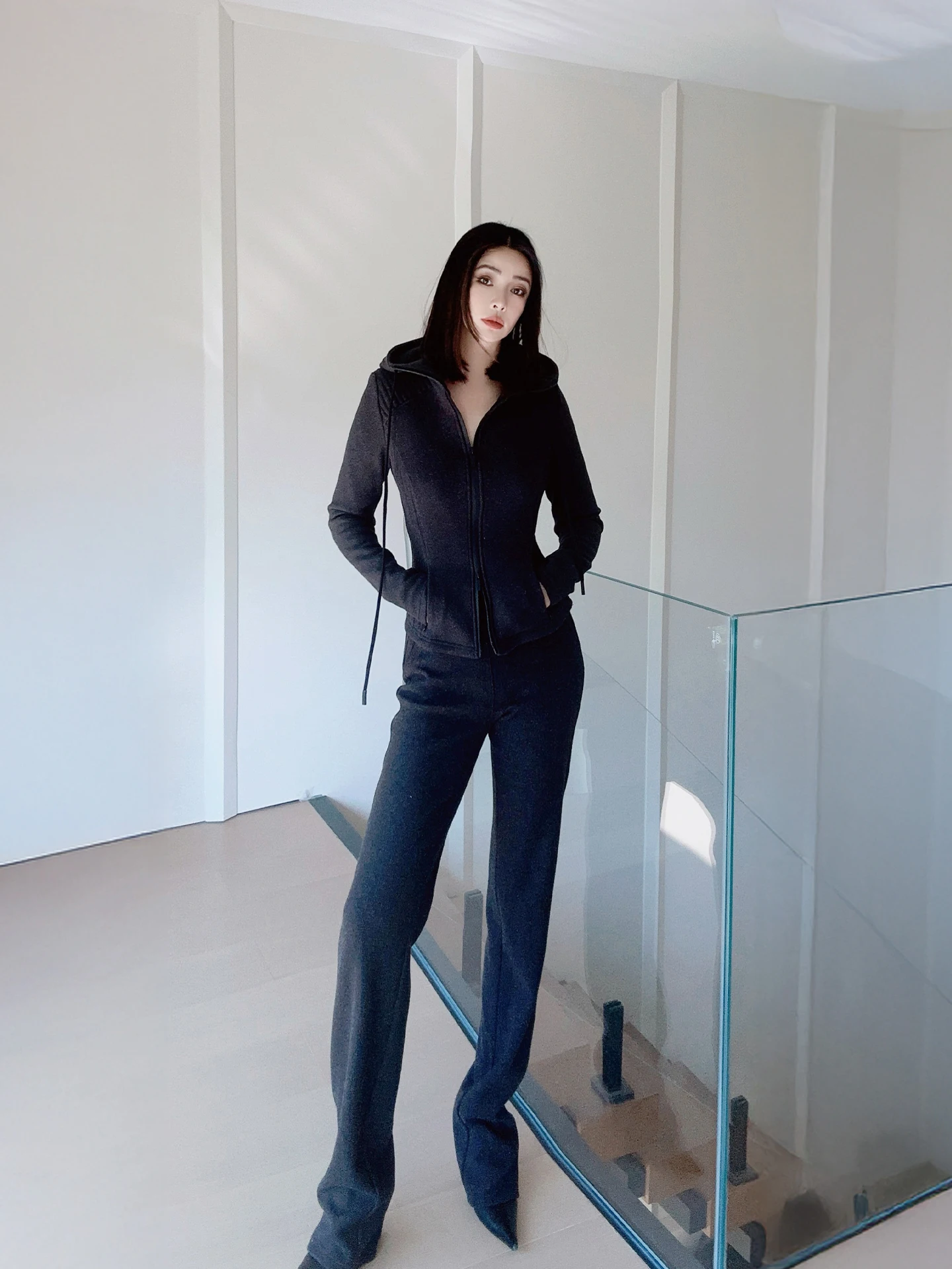 

Модный разноцветный шерстяной комплект: свитер и брюки с длинными рукавами, облегающий, с высокой талией, повседневный, осенне-зимний наряд