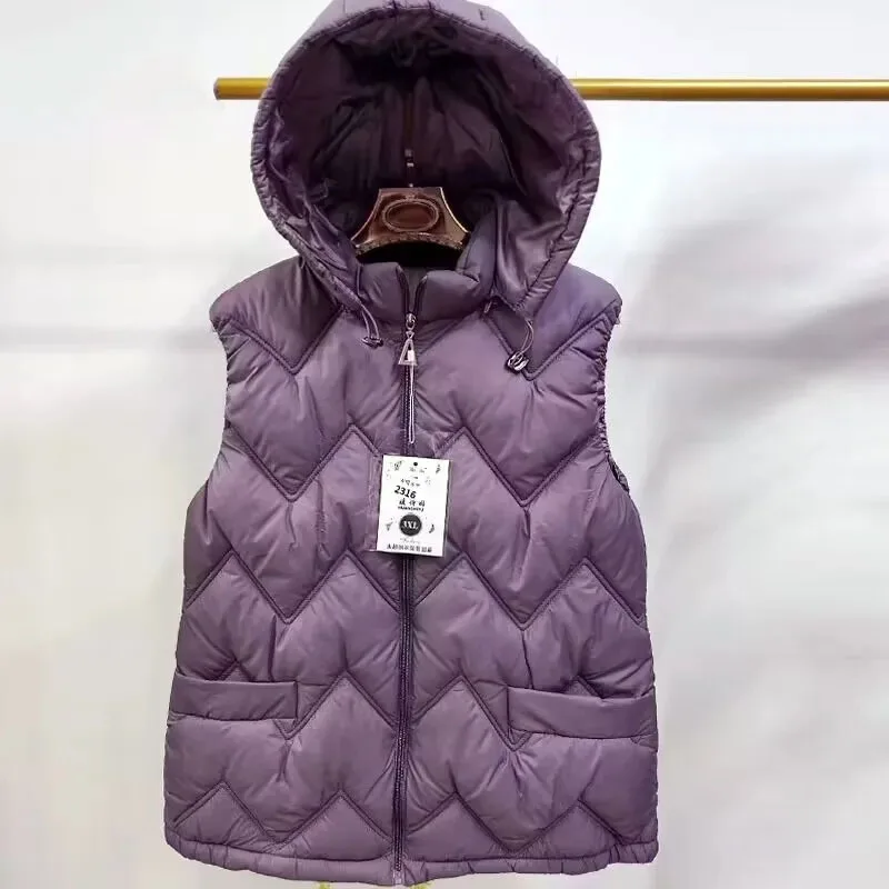 

Зимние женские парки с капюшоном, жилет, топ, корейская женская мода, однотонное пуховое хлопковое пальто, 2025 г., женский повседневный пуховик, жилет, куртка