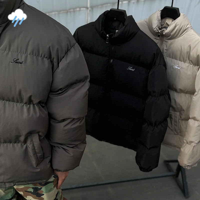 Autumn Winter Warm Stand Collar Thick Outdoor Puffer Jackets Men Women Logo Embroidery Saint Down Jacket Thick Coats