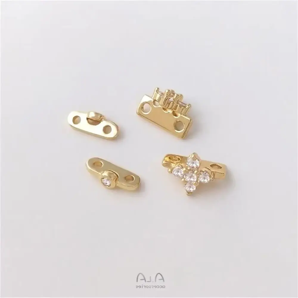 

14K pack real gold inlaid zirconium double row hand string pearl septa double hole septa accessories DIY material