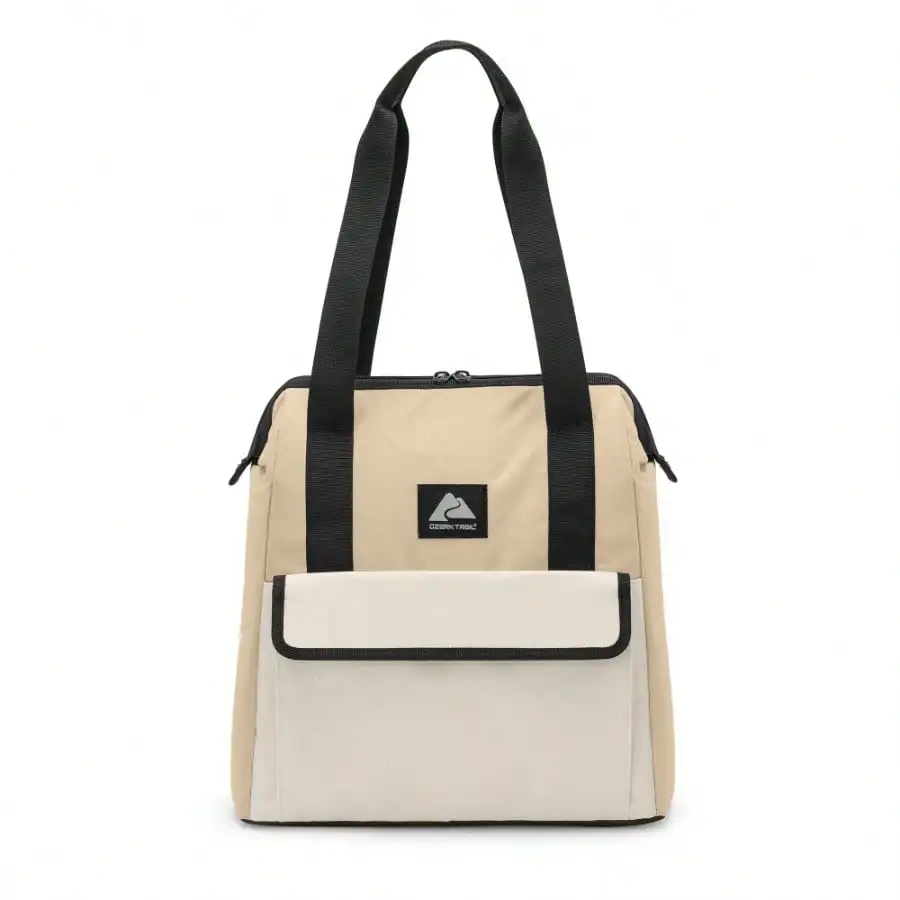 

16.9 Quart Soft Cooler Tan Holds 24 Cans, Wide Mouth Insulated Cooler for Fishing & Boating, Easy-Carry Cooler Bag