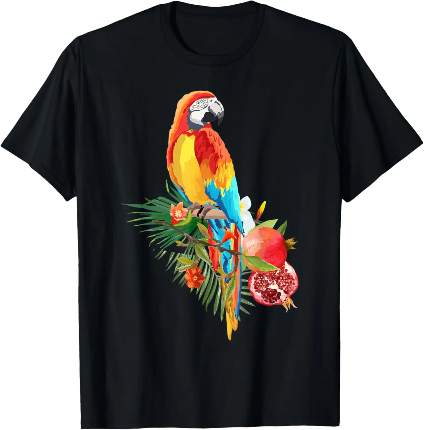 Camiseta Papagaio Exótico Falando Pássaros Selva Animal Araras Romã
