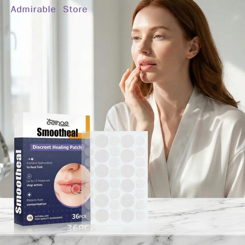 wHydrocolloid Cold Sore Patch 36pcs Lip Blister Care Stickers Invisible Barrier Fast Relief for Outdoor Activities and Work