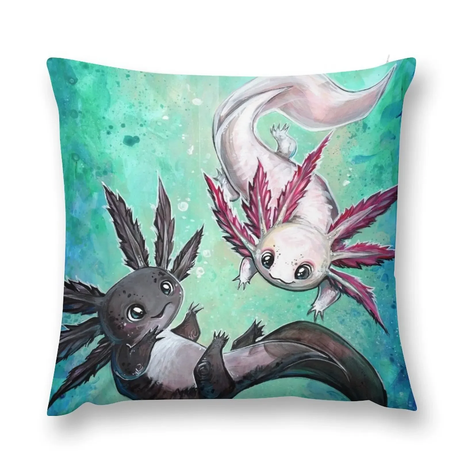 Little Axolotls Throw Pillow Christmas Pillow Covers Plaid Sofa Sofas Covers Cushion Cover Set pillow