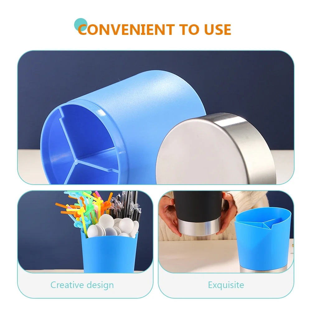 

Stylish Stainless Steel Plastic Utensil Holder Cutlery Box Kitchen Counter Organizer Bar Accessory Storage Container