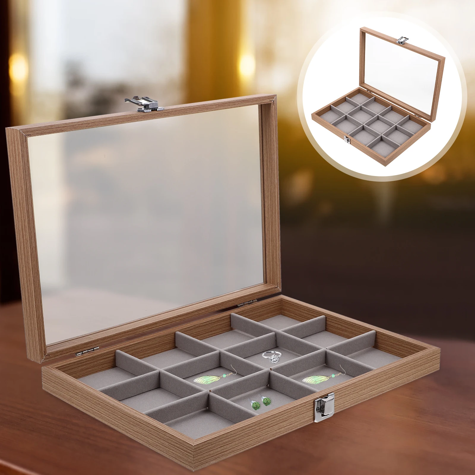 

Wooden Display Box Necklace Storage Organiser Jewelry Case Bracelet Boxes Organizers Man