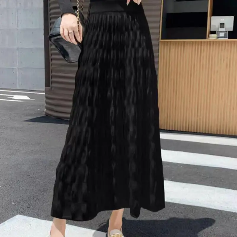 

Autumn thickened skirt for women 2025 new style mid-length high-waisted large hem skirt knitted a-line long skirt