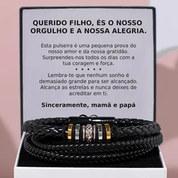 Querido filho LEATHER BRACELET To My Son Gift Bracelet Men Birthday Gifts with Box 2023 Fashion Jewelry Dropshipping