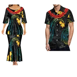 Polynesian Custom Fashion Art Samoan Necklace Ula Nifo Printed Women's Dress Men's Shirt Vintage Couple Clothes