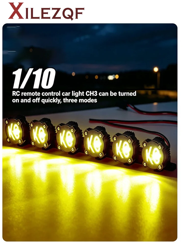 XILEZQF Spider 1/10 1/8 Scale KC Style Roof Light Bar R547, 3 Modes via CH3, Compatible with Axial, Traxxas TRX-4, YK Crawler RC
