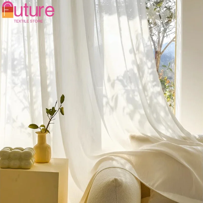 Curtains for Living Dining Room Bedroom Japanese Style Cashmere Linen Semi-blackout Solitude Style B&B