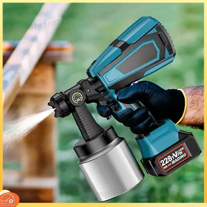 1000ML Cordless Spray Gun for Paint Spraying DIY Home Furniture Auto Steel Coating Airbrush Rechargeable Lithium