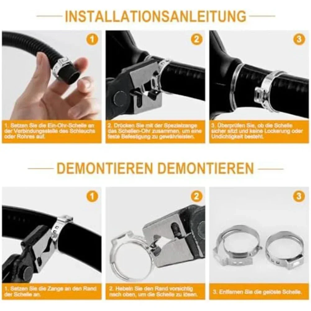 For Automotive Repair 14 Sizes 5.3-33.1 Mm Ear Clamp Kit Indoor Outdoor Hose Clamps Strong Expansion Compensation