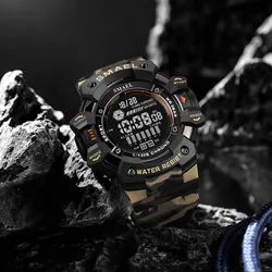 SMAEL Military Digital Watch LED Sports Wristwatches 50m Waterproof LED Stopwatch 8050 Army Watches Digital Big Dail Clock Alarm