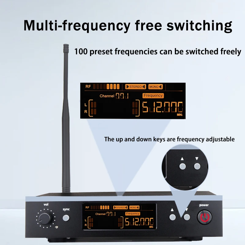 نظام مراقبة لاسلكي في الأذن من الدرجة الاحترافية مع تردد أحادي UHF، للمرحلة/الفرقة/الطبل/الحفل الصغير ﻿