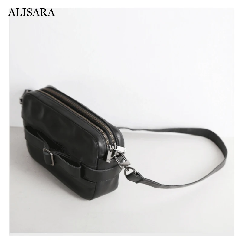 

Men Satchels Cowhide Leather Top End Casual Male Storage Messenger Shoulder Bag Small Crossbody Pack Hand Bags