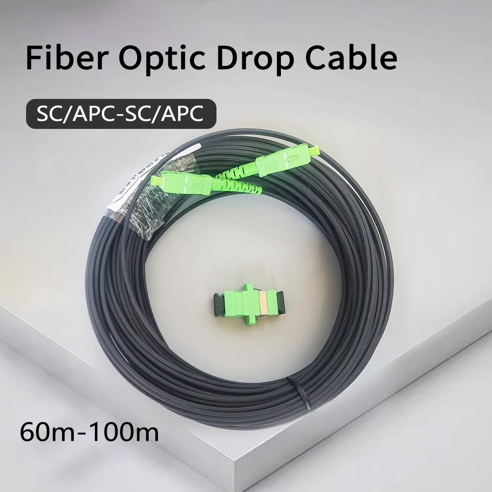 SC/APC-SC/APC Optical Fiber Drop Cable Indoor Optic Cable Patch Cord with SC Connector 60-100 Meters Extension Cord Wholesale