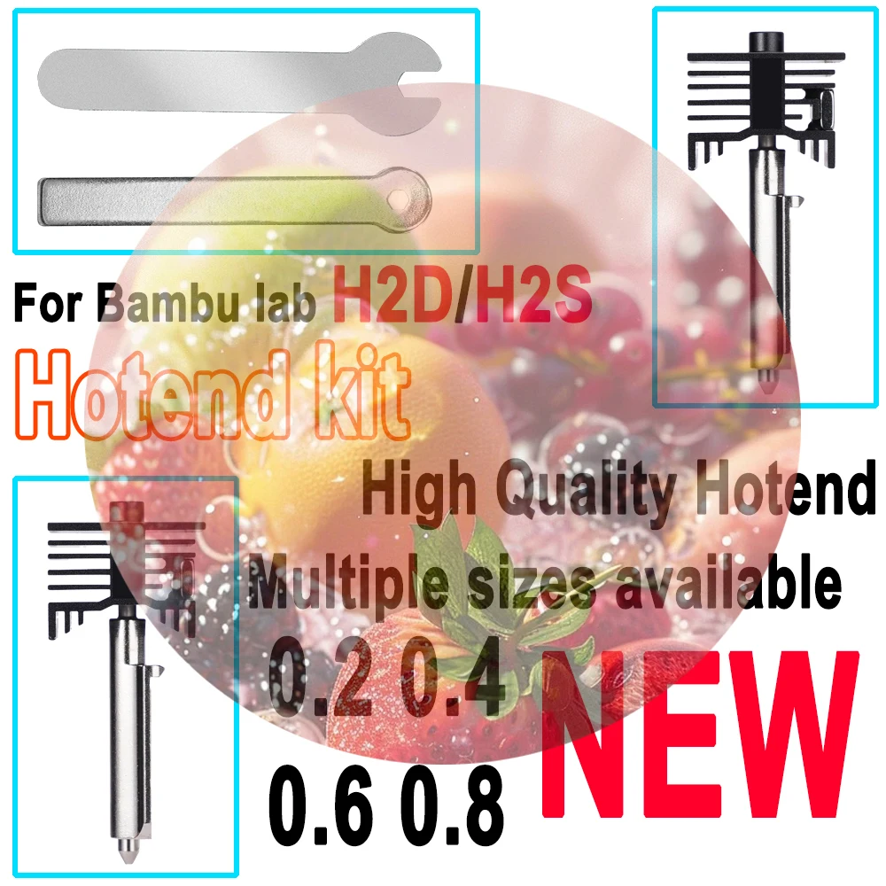 

NEW Hotend For bambu lab H2D/H2S Assembly Hotend Kit 0.2 0.4 0.6 0.8MM Replaceable Nozzle For 3D Printer Bamboo Lab H2D H2S