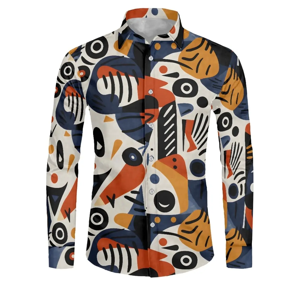 abstract artpattern Men's Long Sleeve Shirt Button Fashion Casual Shirt Vacation Lapel 3D Printed festival Men's Clothing Tops