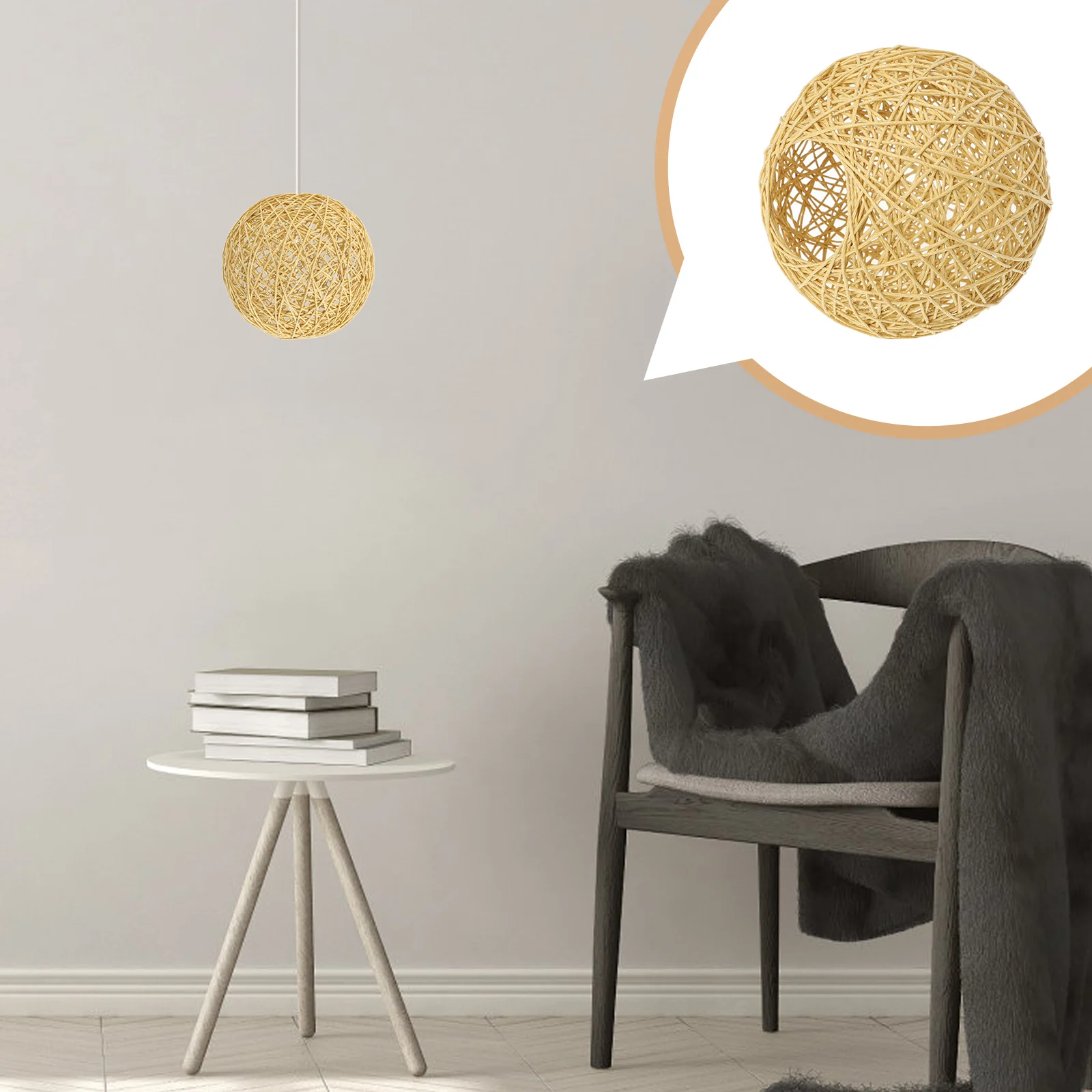 

2pcs Rattan Lamp Shade Natural Simple Woven Decorative Ceiling Floor Bedside Light Cover Dustproof Durable Household