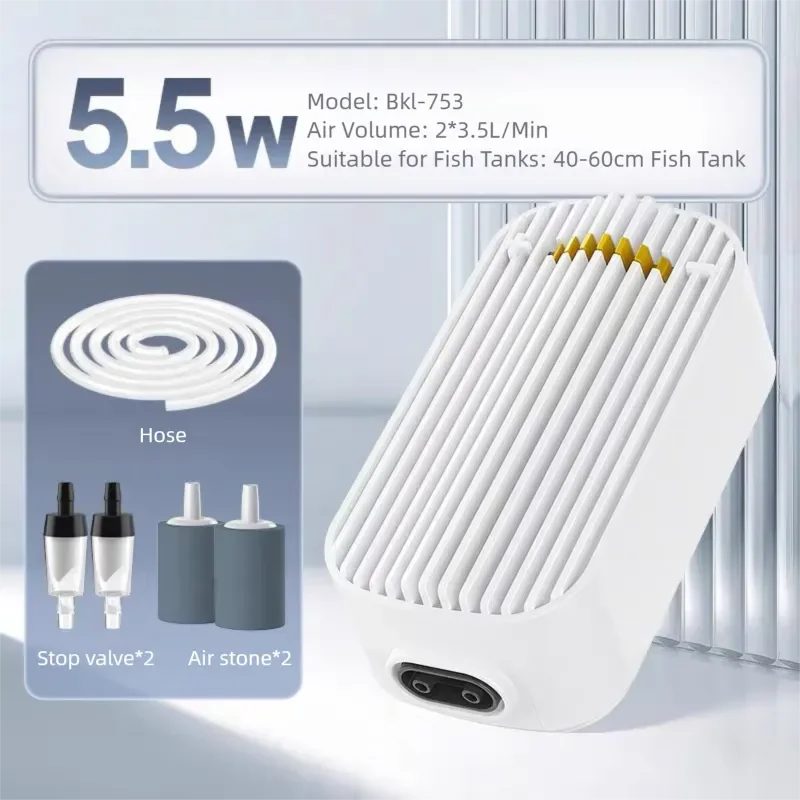 

External aeration pump, super silent oxygen pump, small aeration pump for fish tank, 3-10W oxygenator