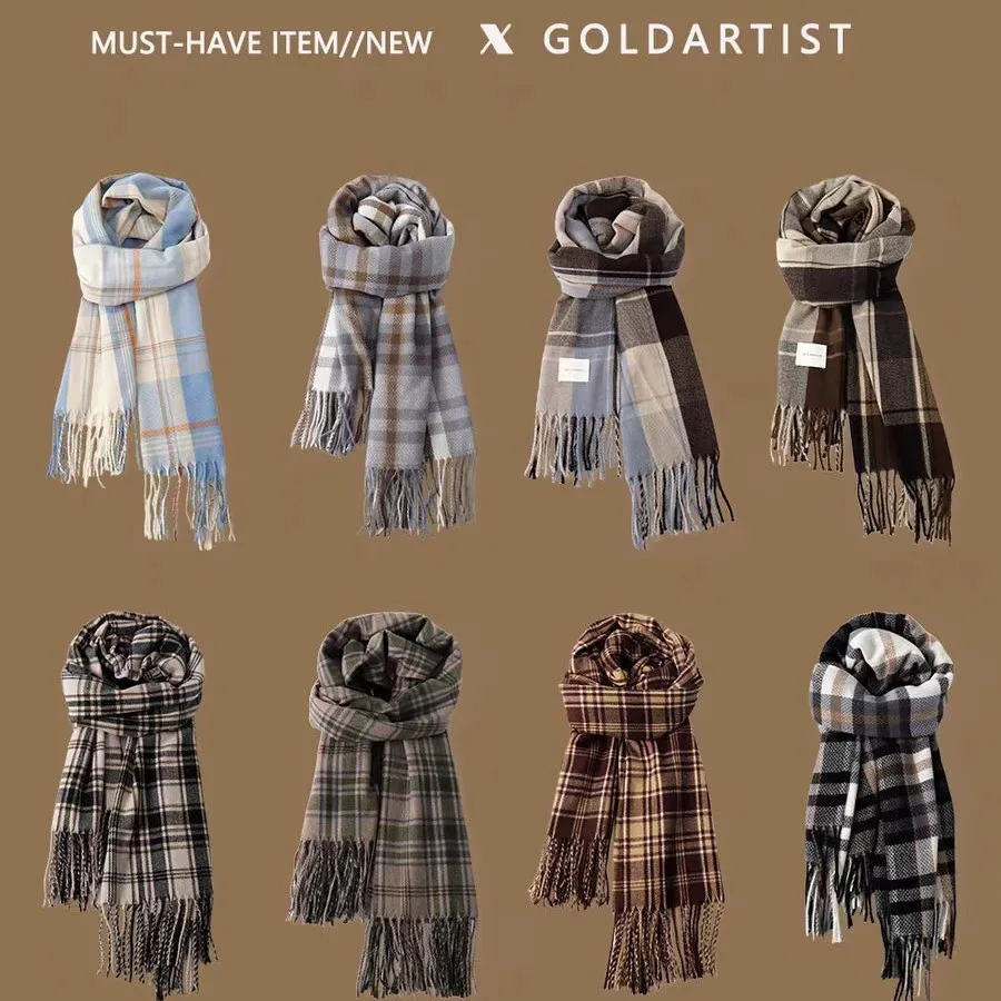 New Plaid Scarf for Women, Autumn, Korean Style, Atmospheric, Winter, Warm, Cute, Versatile, College Style Scarf