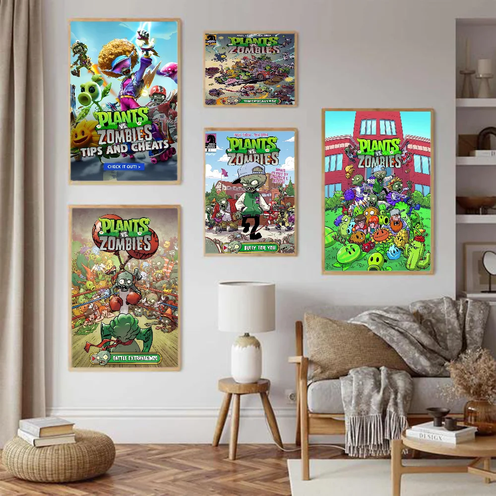 Plant-Vs -Zombie Movie Anime Posters Sticky Whitepaper Sticker DIY Room Bar Cafe Kawaii Room Decor