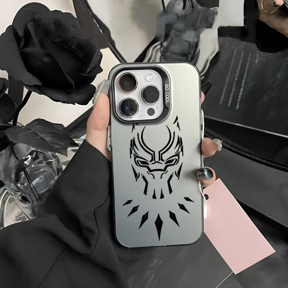 Black Panther Superhero Cool Phone Case Matte Colored Silver For iPhone 15 14 13 12 11 Pro Max Plus XS X Shockproof Hard Cover