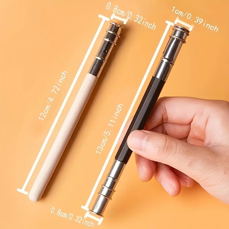 1-Pack Adjustable Pencil Extenders, Double Head & Single Head Pencil Holder, Art Drawing Tool for Colored Pencils, Charcoal