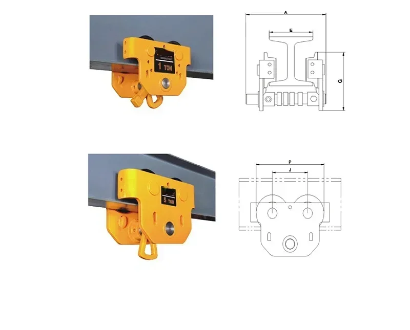 Hot Salestop Seller 500kg 1ton 2ton 3ton 5ton Manual Trolley For Hoist With Good Price