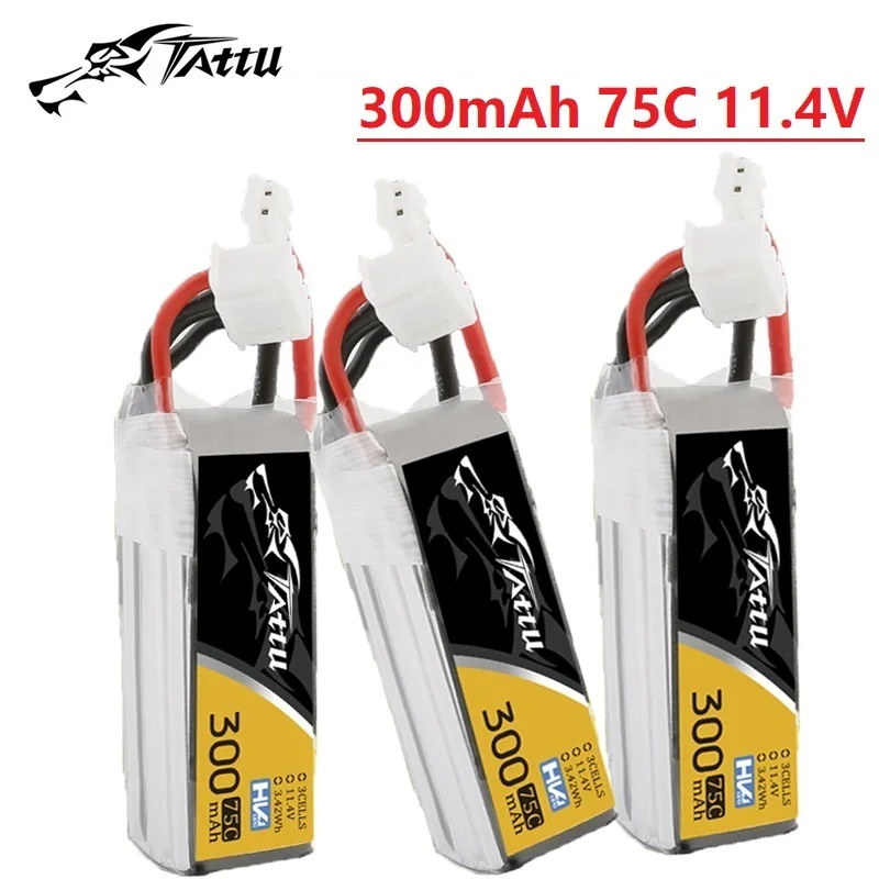 TATTU 300mAh 75C 3S 11.4V bateria Lipo dla helikopter RC Quadcopter FPV części do dronów wyścigowy 11.4V akumulator z PH2.0