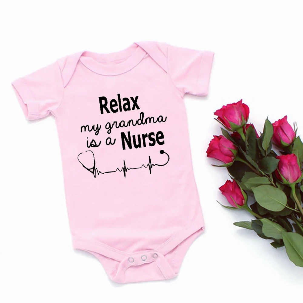 

Baby Romper Newborn Baby Boys Girls Clothes Relax My Gradnma is a Nurse Funny Infant Baby Jumpsuit Cute Cotton Baby Bodysuit