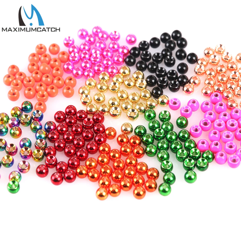 Maximumcatch Fly Tying Beads 25 Pieces 2.0/2.4/2.8/3.3/3.8/4.6mm Tungsten Nymph Ball Beads Fly Tying Material