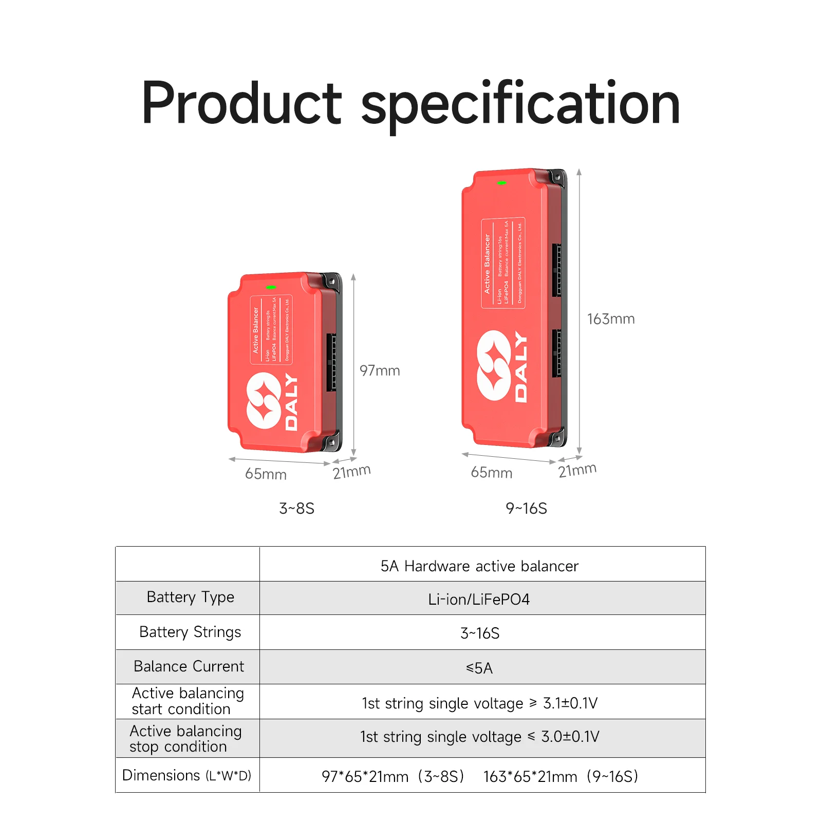 Daly BMS 5A Active Balancer 3S 4S 6S 7S 8S 10S 12S 13S 14S 15S 16S for Balancing Lifepo4 Li-ion Battery LFP 3.2V NMC 3.7V