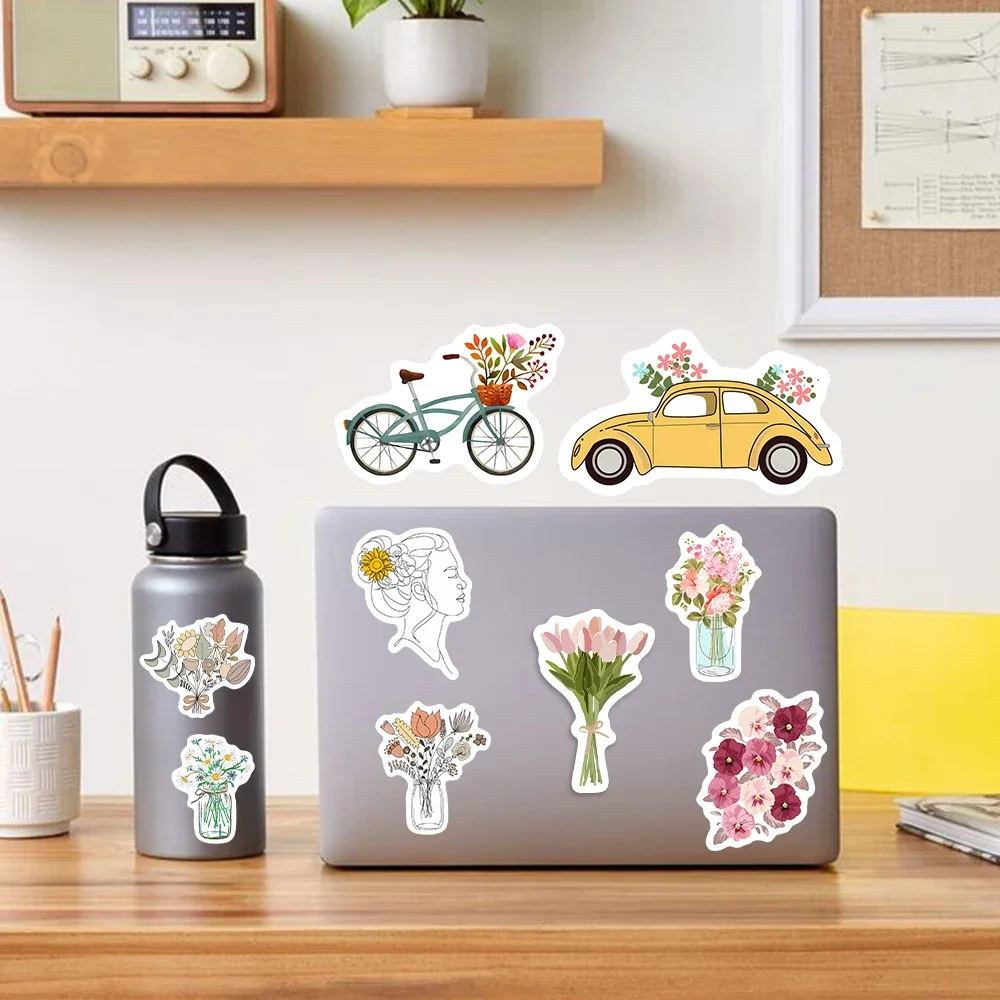 Lovely Floral Pattern Stickers DIY Toy Gift Decorative Graffiti Decal for Phone Luggage Laptop Bottles Scrapbook Waterproof