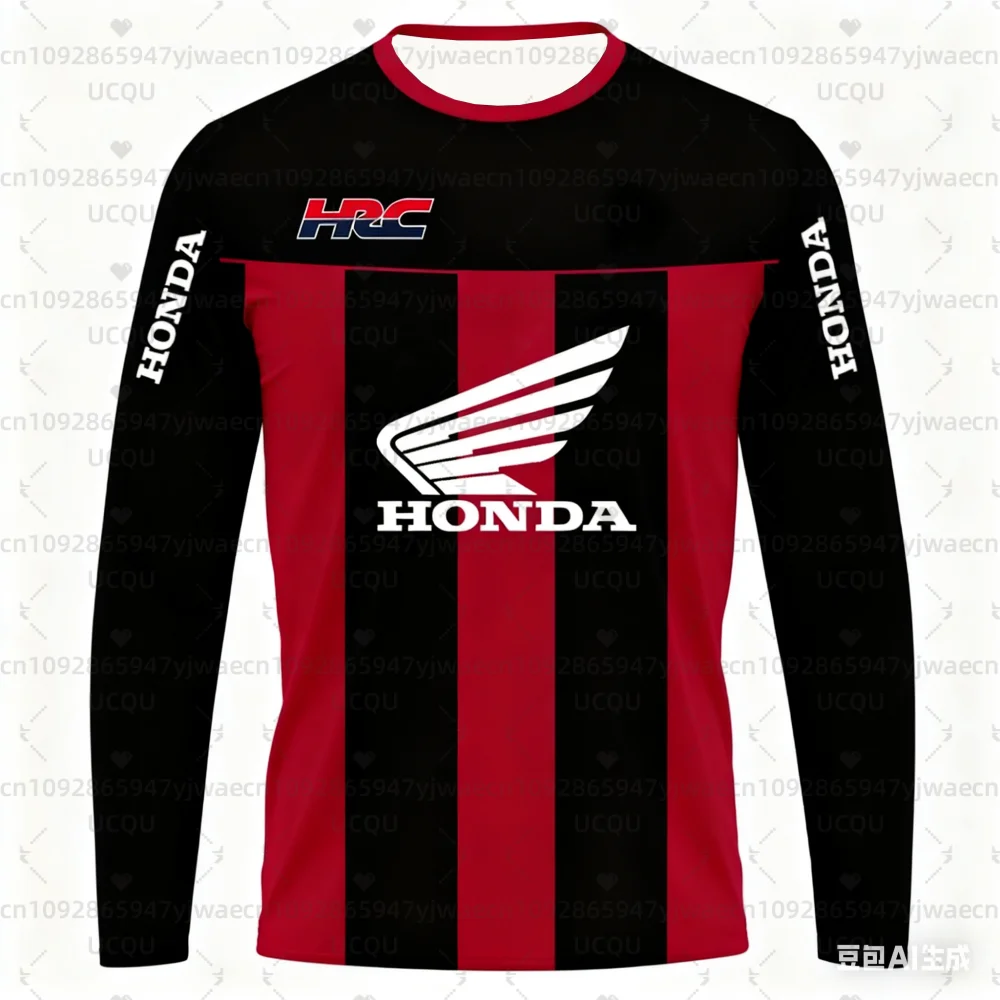 

Spring and Autumn Men's And Women's Motorcycle Stripe Honda Riding Long Sleeved T-Shirt Summer Quick Drying Long Sleeved T-shirt