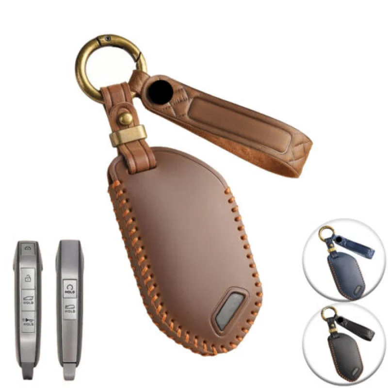 

A+ 6 Button Genuine Leather Car Key Case Cover For Kia Sorento GT Line EV9 Picanto