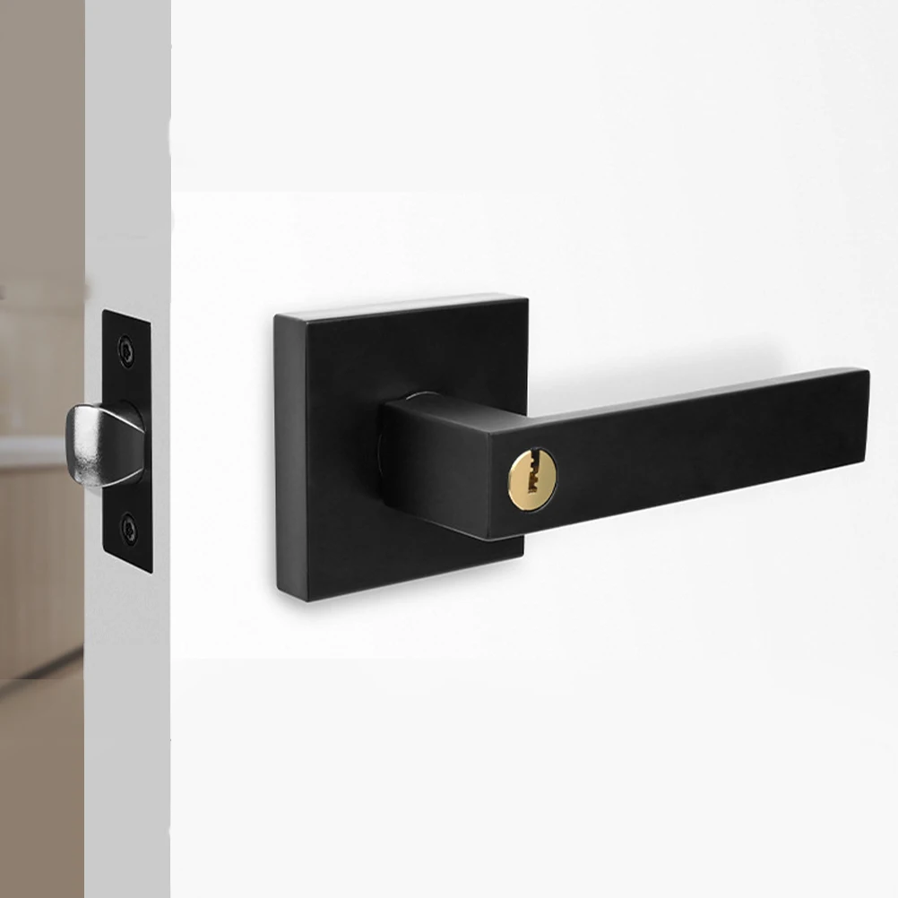 

1 set 1 Set Matte Black Bedroom Lever Handle With Lock Heavy Duty Interior Knob For Bathroom Office Kitchen Privacy Entry Lock
