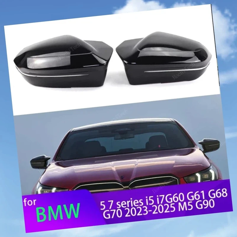 

for BMW 5 7 I5 I7 Series G60 G61 G68 G70 M5 G90 Left Hand Drive 2023-up M Look Replacement Bright Black Side Mirror Cover Caps