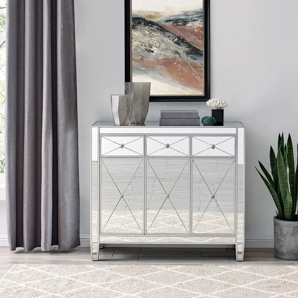 Mirror Furniture Simple Locker with Three Drawers and Three Doors