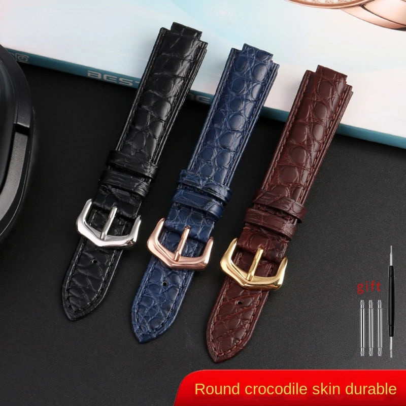 18-11mm 20-12mm Crocodile Genuine Leather Watchband For Cartier Blue Balloon Wsbb0025 Bracelet Watch Men\'s Women\'s Replace Strap