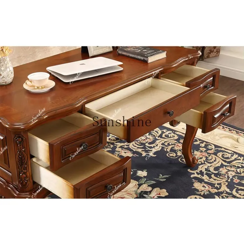 

American solid wood retro old study furniture writing desk household computer desk FT FT