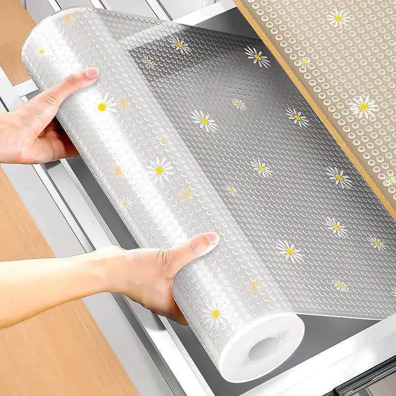 1 Roll Daisy EVA Waterproof Fridge Pad Thickened Moisture-proof Anti Oil Kitchen Cupboard Mat Environmentally Shelf Drawer Liner
