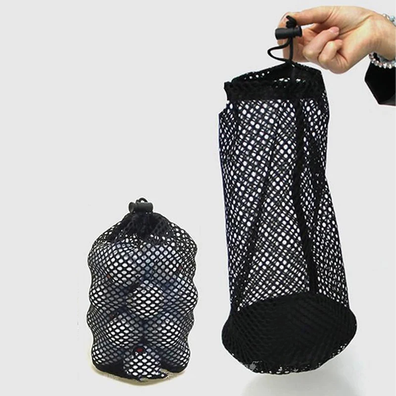 Golf Tennis Balls Storage Bag Carrying Pouch Mesh Drawstring Can Holder Nylon Net Practical Package Indoor Outdoor Sports Bags