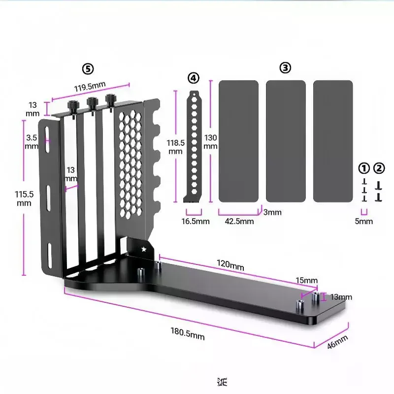 1 Set External GPU Docking Station Vertical GPU Mount Bracket 2/3 Slots Graphics Card Steering Holder With Hardware EGPU Dock