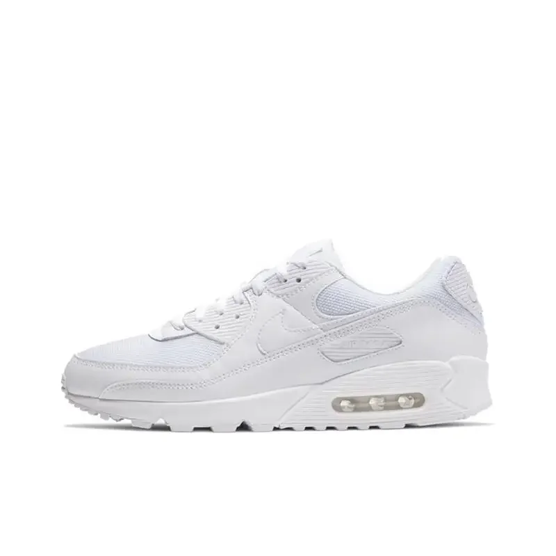 Nike Air Max 90 TPU Leather Nylon Daily Colorful Anti Slip Wear Resistant Low Cut Life Casual Shoes for Men Women White