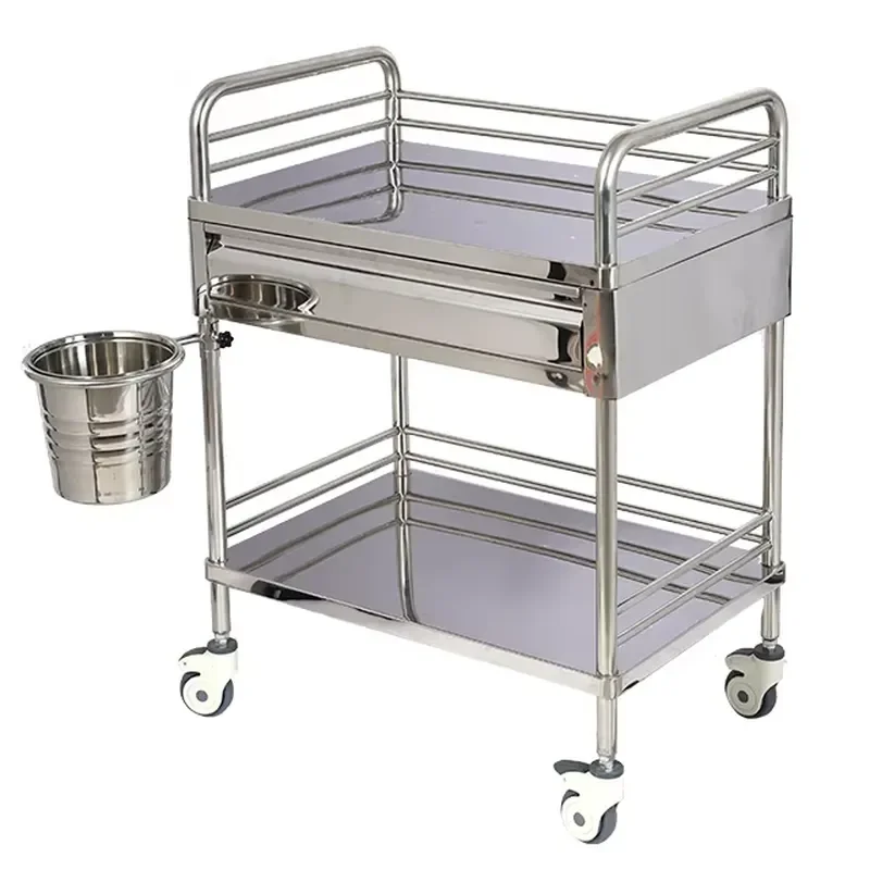 Portable Hospital Laundry Cart for Dirty Linen Solid Dressing Trolley Medical Furniture Utility Service Wagon for Clinic Use