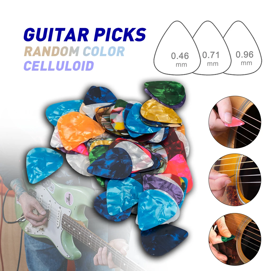 LOOK Assorted Guitar Picks 어쿠스틱 일렉트릭 베이스 Plectrum Mediator 기타 액세서리 0.46/71/96mm 셀룰로이드 기타 픽